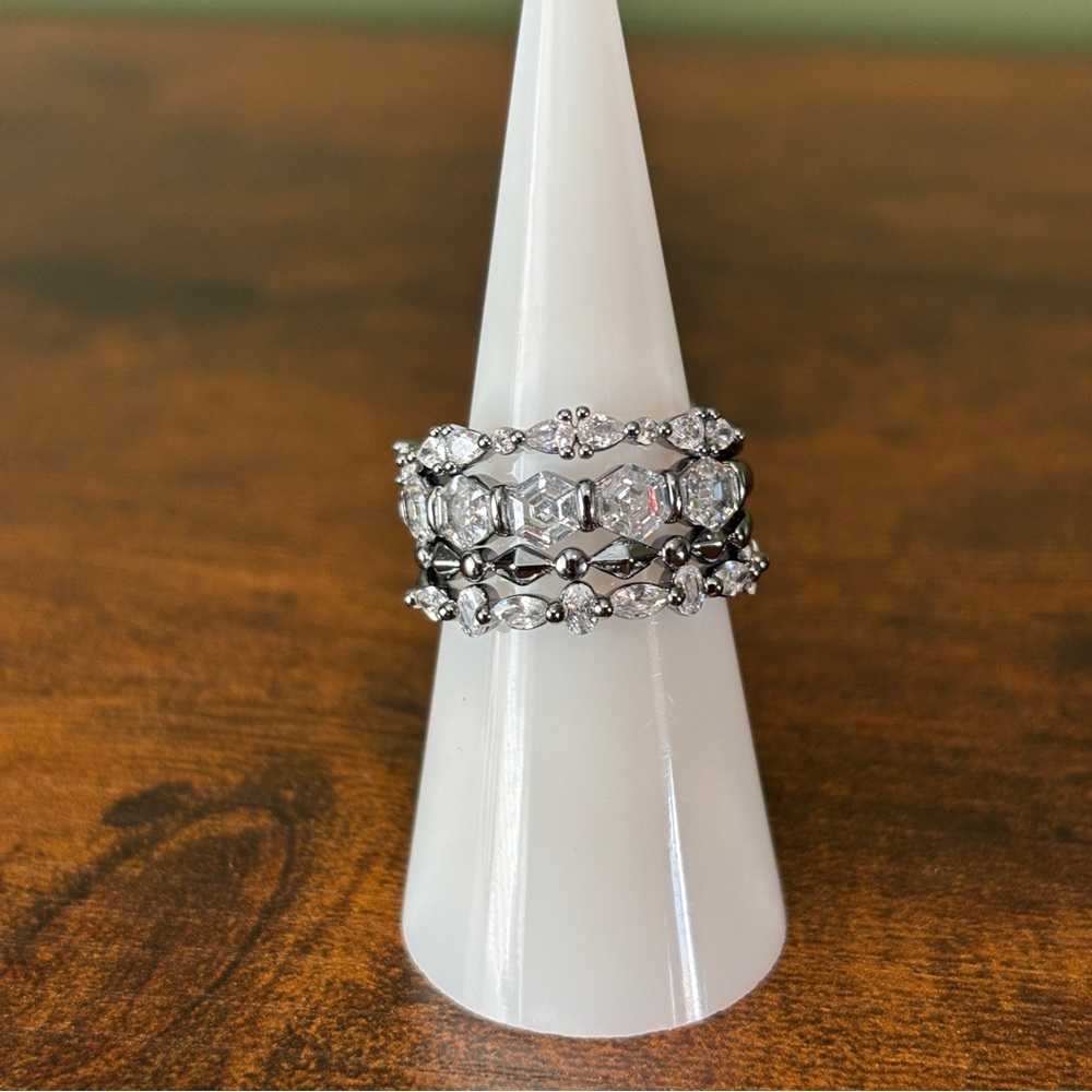 Bomb Party Delicates CZ Ring Stack Size 7